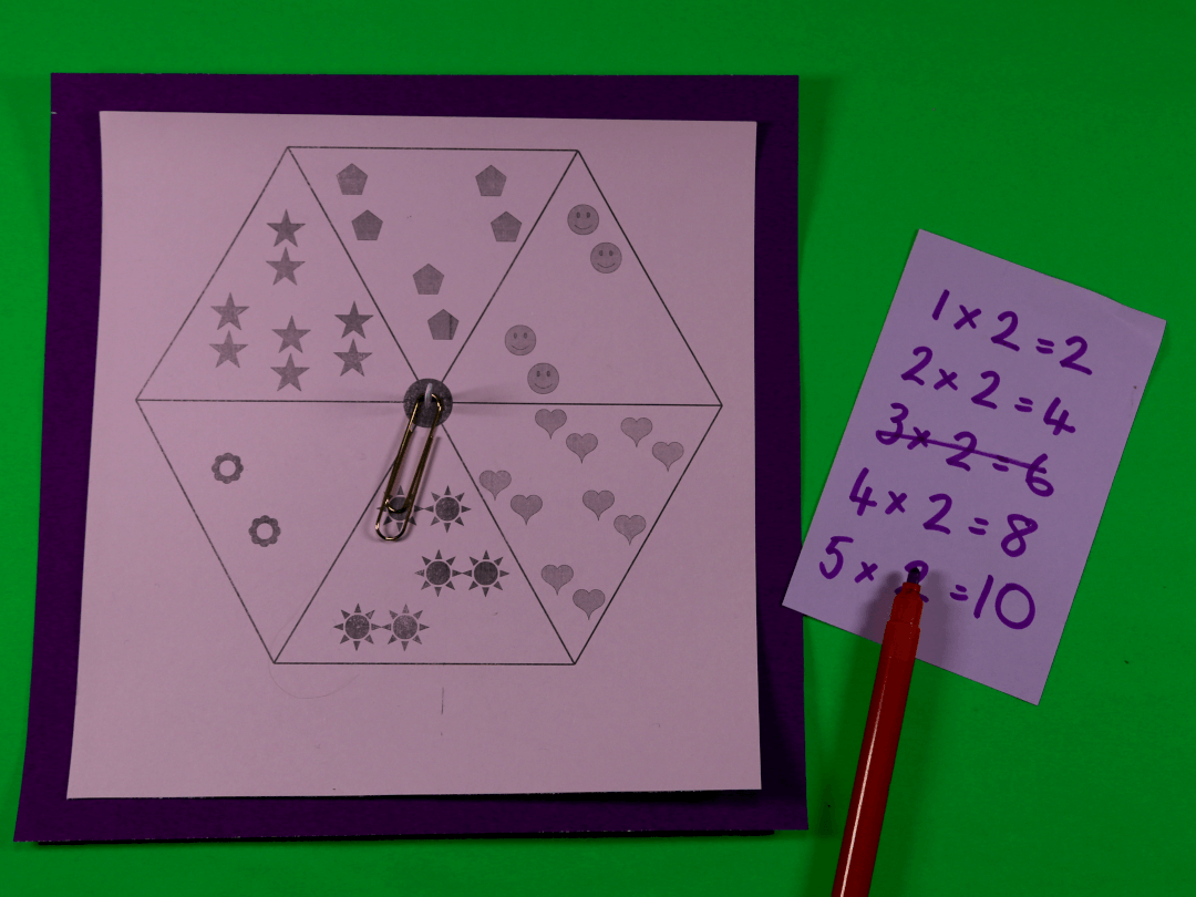 let's play a game with a spinner to practise the two times table