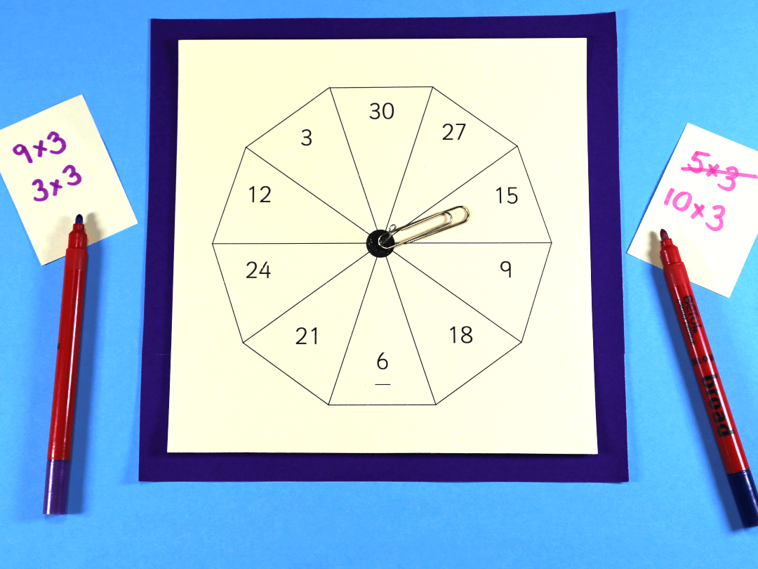 let's play a three times tables game with a three to thirty spinner