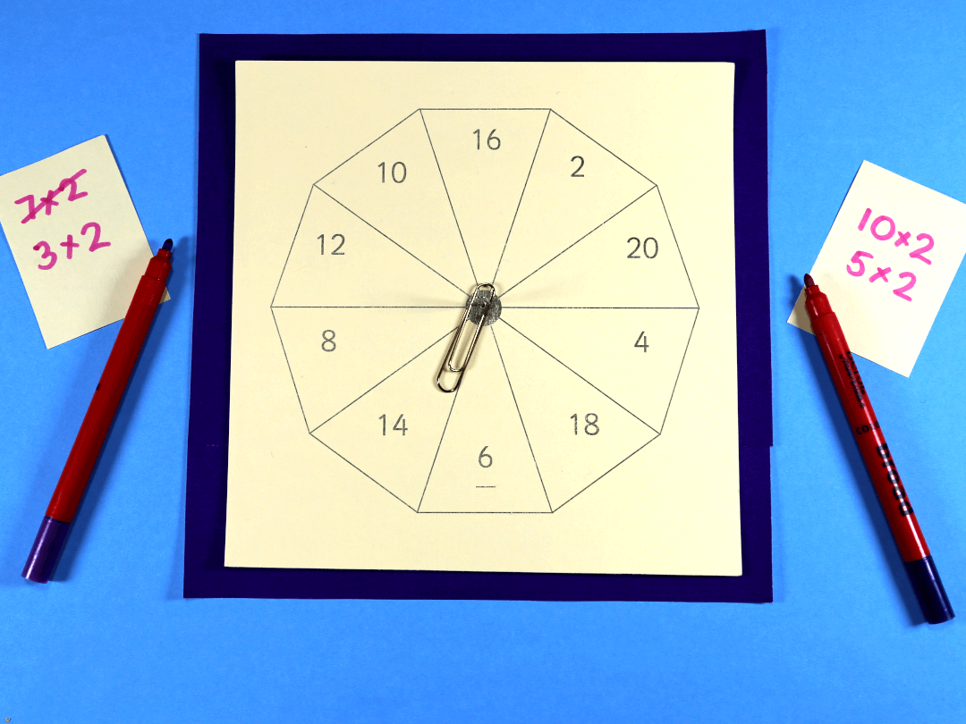 let's play a two times tables game with a two to twenty spinner