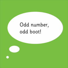 odd number, odd boot in speech bubble for multiplication game