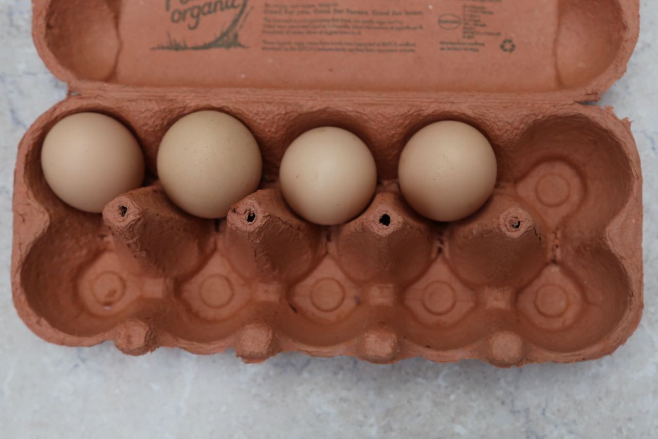 Real eggs in ten frame egg box