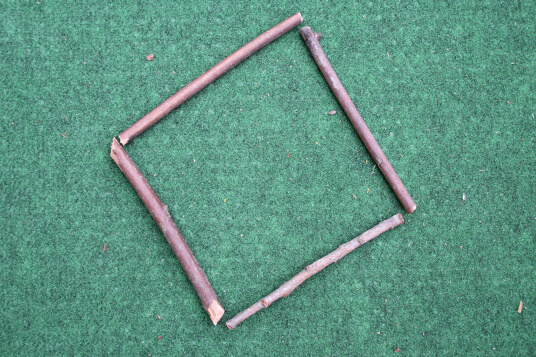 square made from four equal length sticks