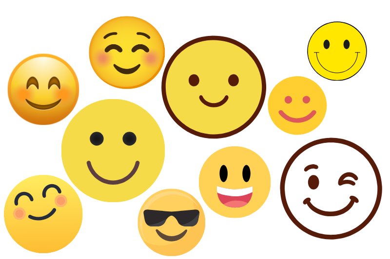Ten different smiley faces for comparison activity