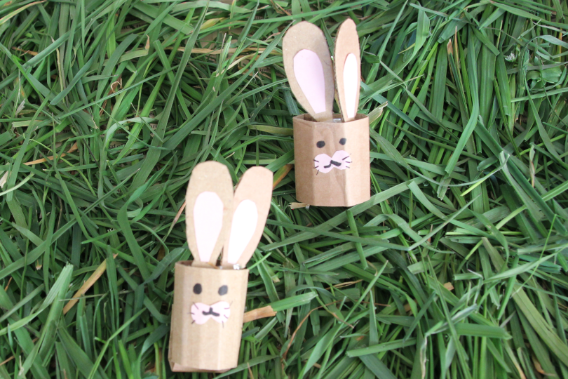 two bunny finger puppets 4 ears to practise 2x times tables 2x2=4