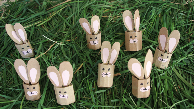 eight bunny finger puppets 16 ears to practise 2x times tables 8x2=16