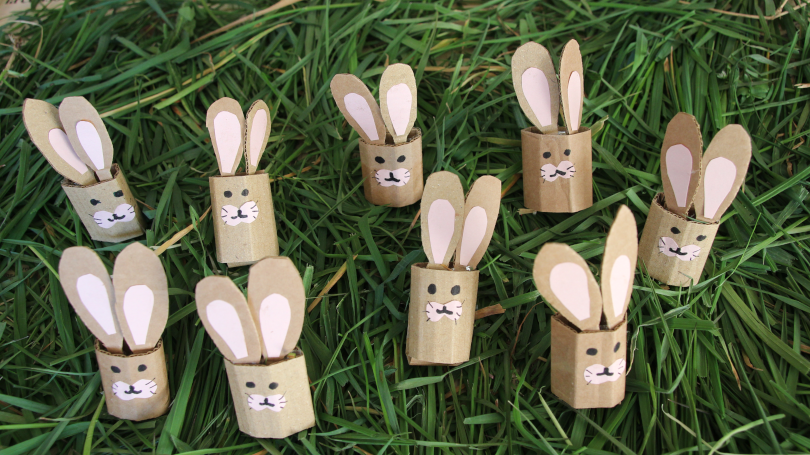 nine bunny finger puppets 18 ears to practise 2x times tables 9x2=18